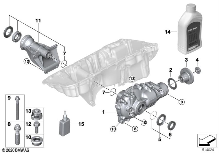 Diagram Front axle transmission 168AL for your 2022 BMW 330iX   