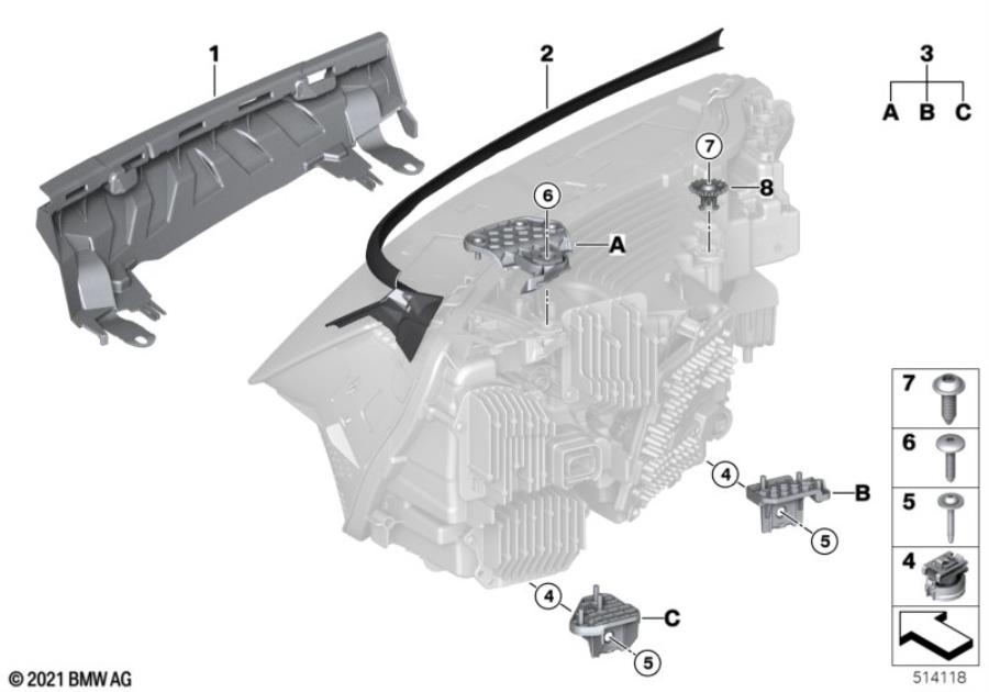 Diagram Single components for headlight for your BMW