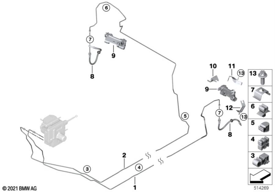 Diagram Brake pipe rear for your BMW M6  