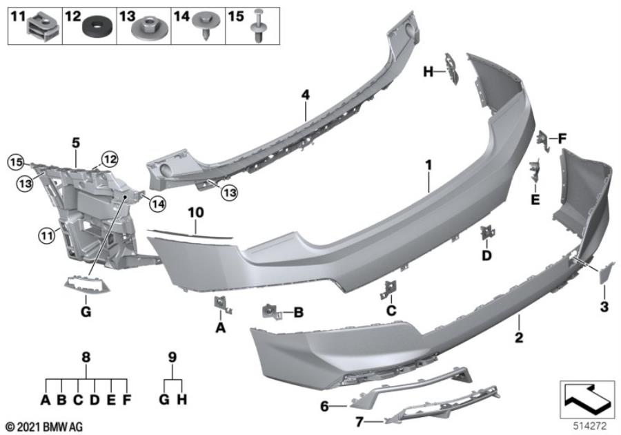 Diagram Trim cover, rear for your BMW