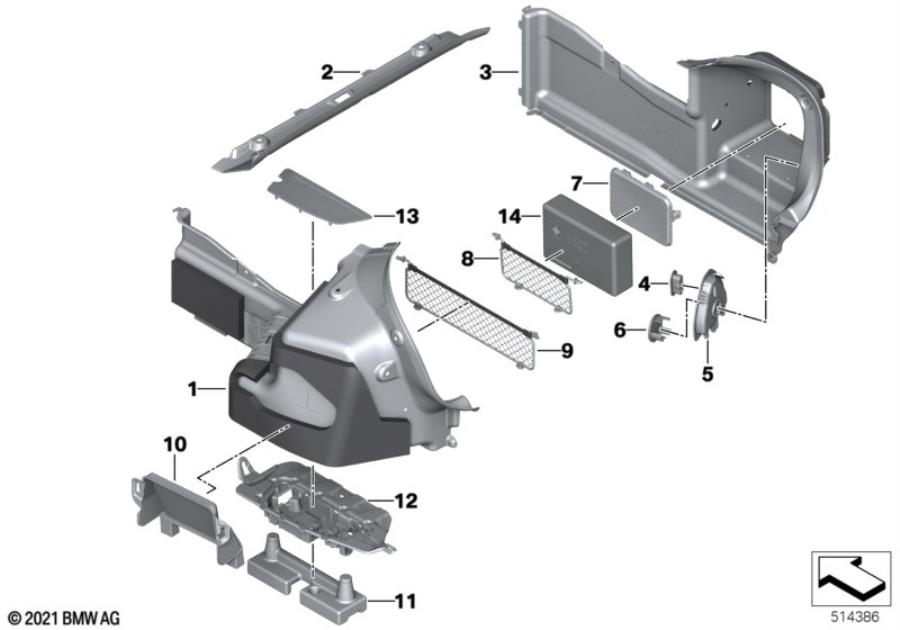 Diagram Lateral trunk floor trim panel for your 1988 BMW M6   