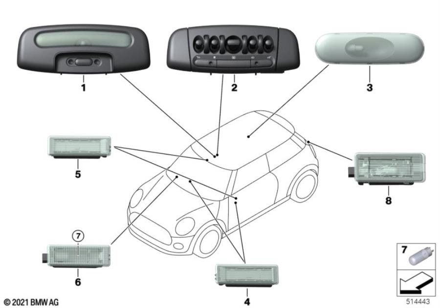 Diagram Interior lights for your 2018 MINI Countryman   