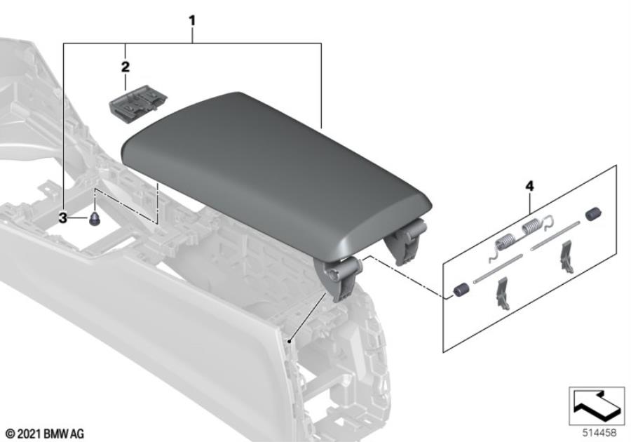 Diagram Armrest, centre console for your BMW i4  