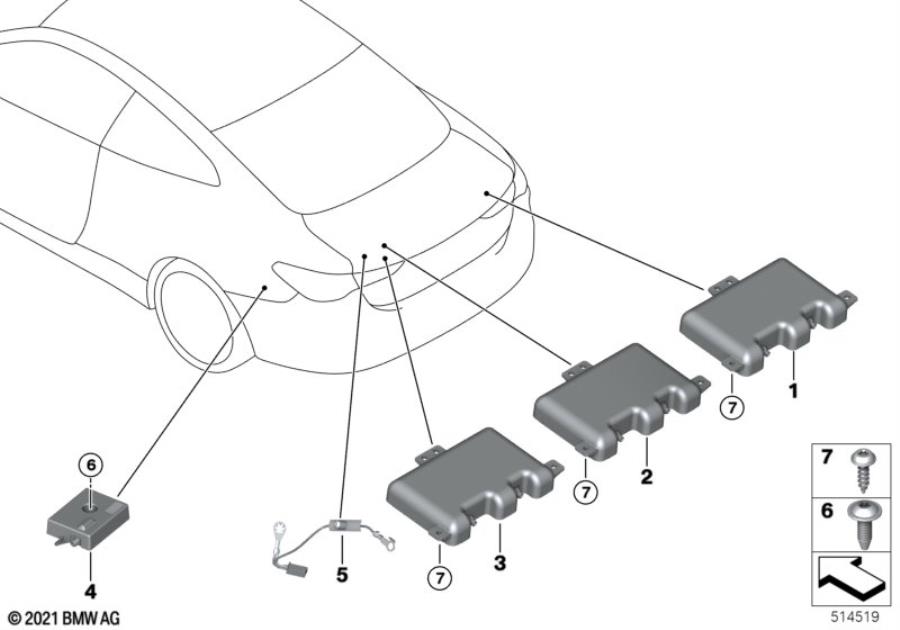 Diagram Single parts antenna for your BMW 440iX  