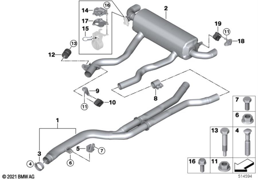 Diagram Exhaust system, rear for your 2007 BMW M6   