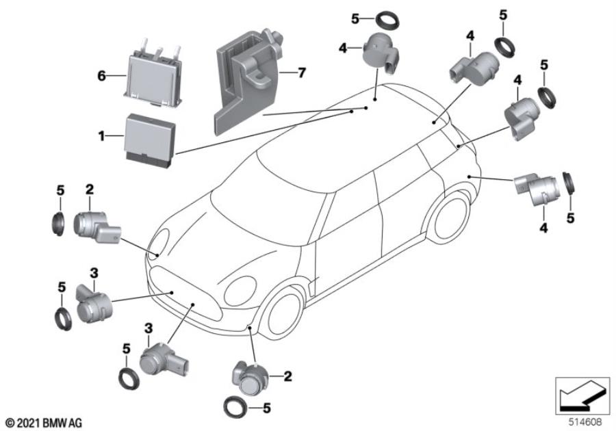 Diagram Park Distance Control (PDC) for your MINI