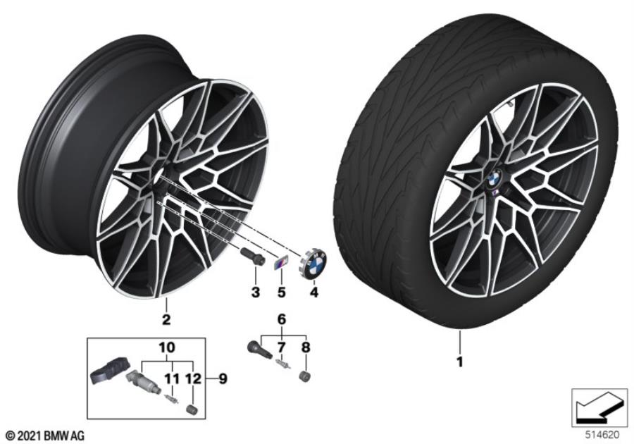 Diagram BMW LA wheel double spoke 892M - 21" for your BMW X3  