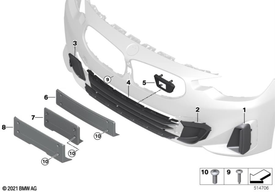 Diagram Trim, decor elements, front for your 2009 BMW M6   