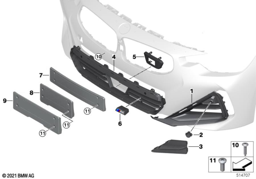 Diagram M trim decor elements, front for your 2023 BMW X3  30eX 