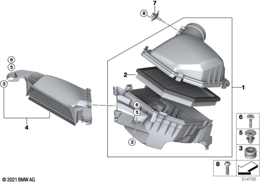 Diagram Intake noise attenuator / air duct for your 2010 BMW 650i   