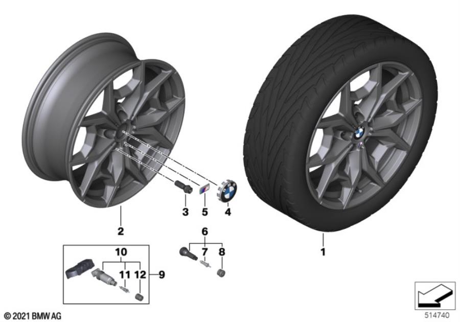 Diagram BMW light-alloy wheel Y-spoke 887M - 19" for your BMW X3  M40iX