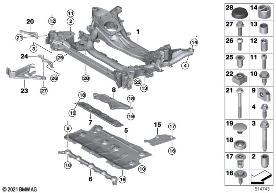 Diagram Front axle support, 4-wheel for your 2007 BMW M6   