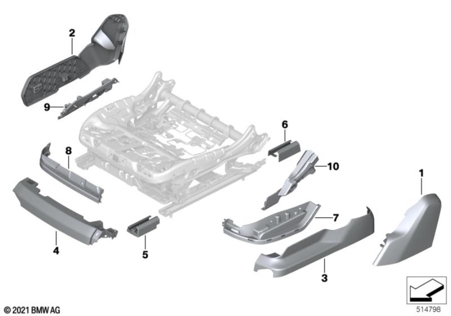 Diagram Seat, front, seat trim covers, electric for your 2012 BMW M6   