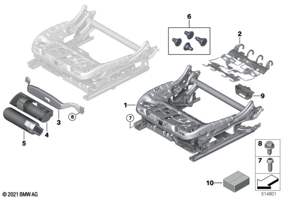 Diagram Seat, front, seat frame, electric for your 1988 BMW M6   