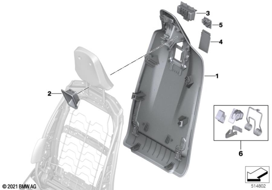 Diagram Front seat, backrest trim, rear panel for your 2012 BMW M6   