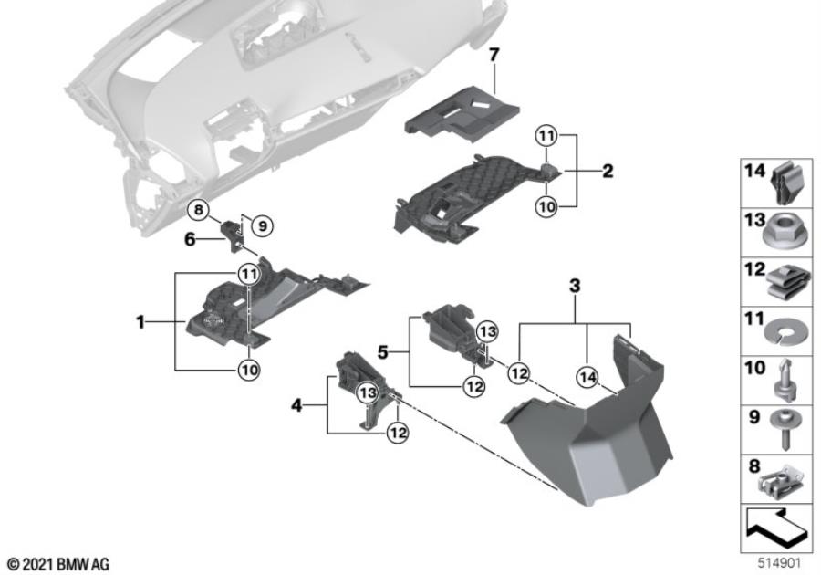 Diagram Mounting parts, I-panel, bottom for your 2016 BMW M6   