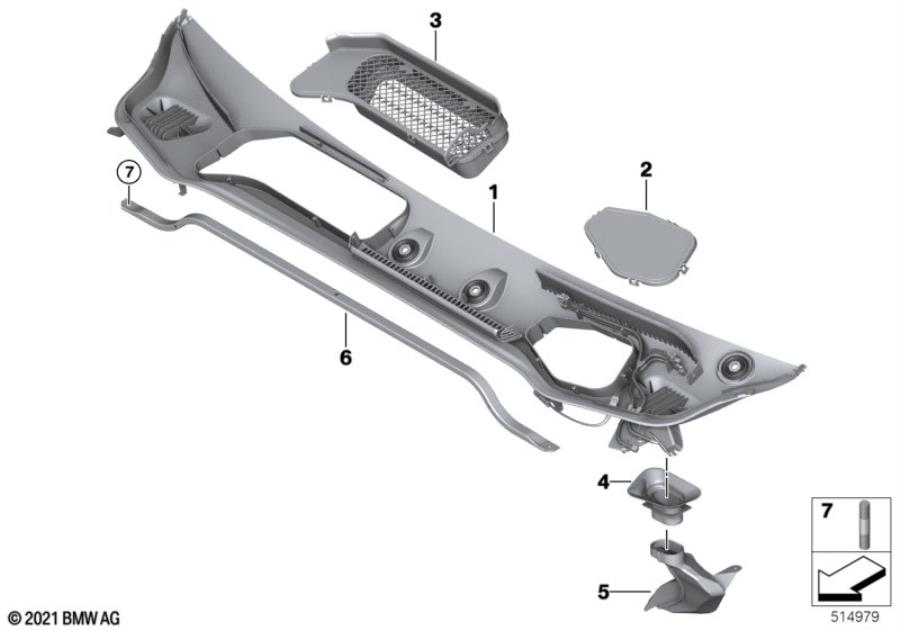 Diagram Trim, windshield cowl, outer for your BMW M6  