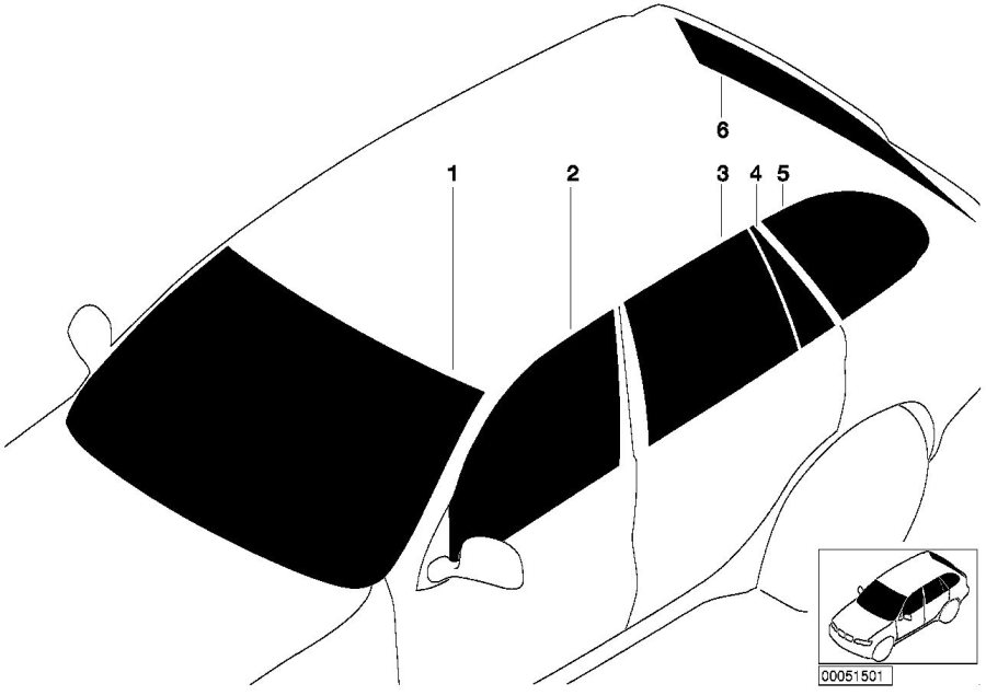 Diagram Glazing for your 2002 BMW X5   