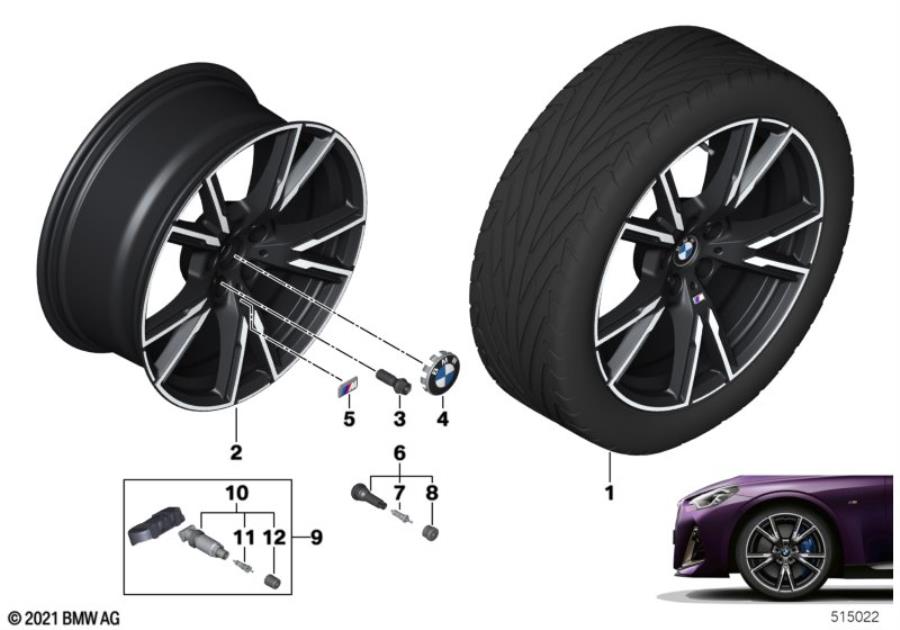 Diagram BMW LA wheel double spoke 893M - 19" for your BMW M240iX  