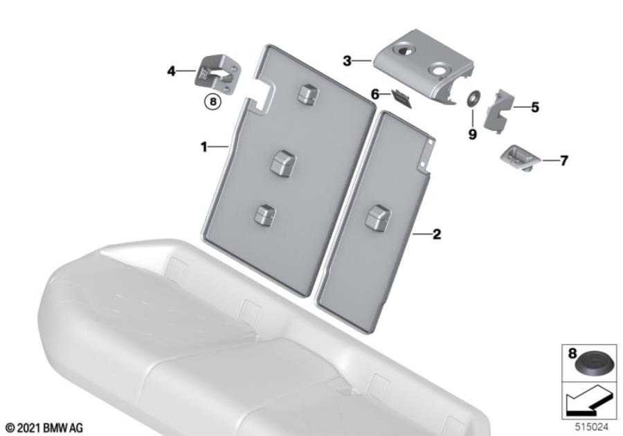 Diagram Seat, rear, backrest trim covers for your BMW