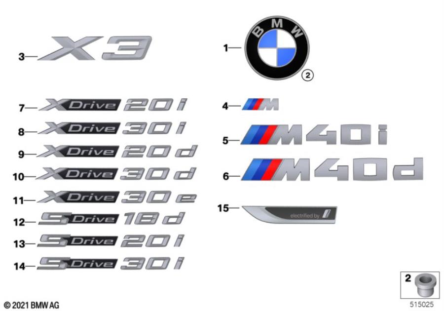 Diagram Emblems / letterings for your 2005 BMW X3   