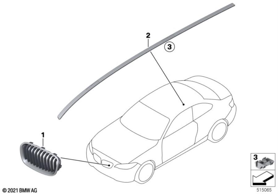 Diagram Exterior trim / grill for your 2022 BMW 530e   