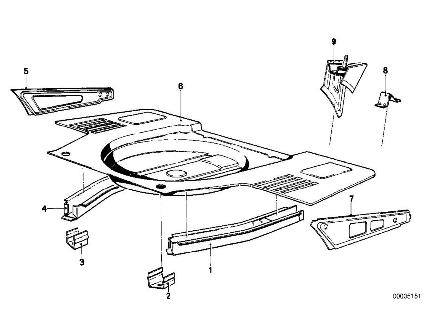 Diagram Floor panel TRUNK/LATERAL parts for your BMW 320i  