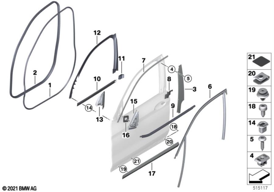 Diagram Trim and seals for door, front for your 2007 BMW M6   