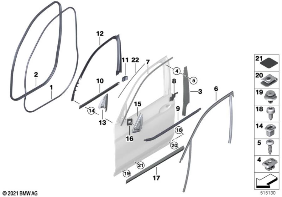 Diagram Trim and seals for door, front for your 2007 BMW M6   