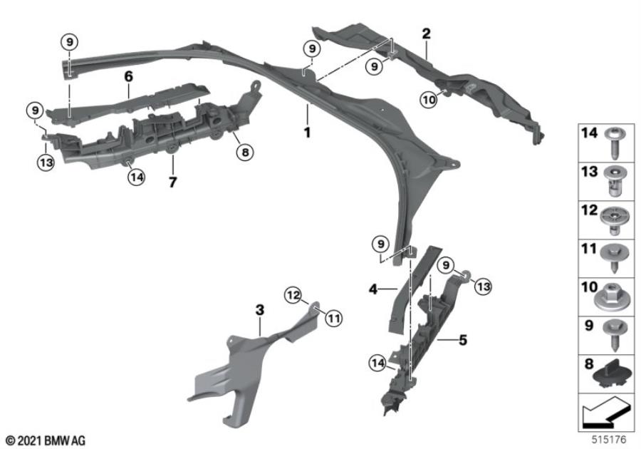 Diagram Mounting parts, engine compartment for your BMW