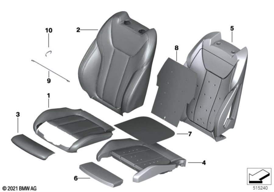 Diagram Seat front, uphlstry/cover, Comfort seat for your 2012 BMW M6   