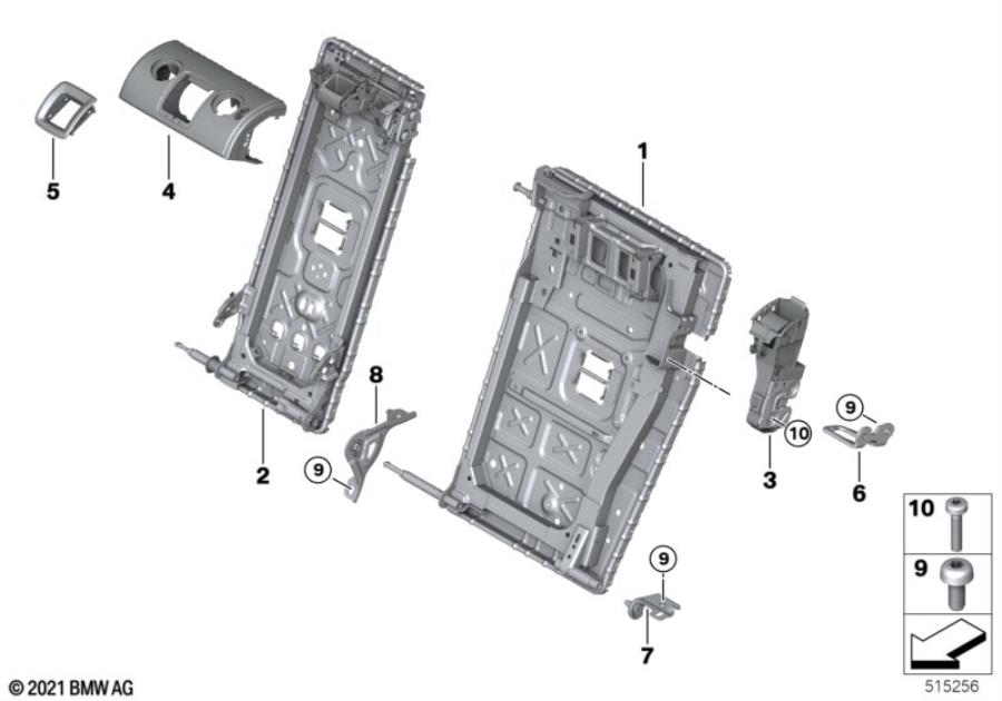 Diagram Seat, rear, seat frame, load-through for your BMW