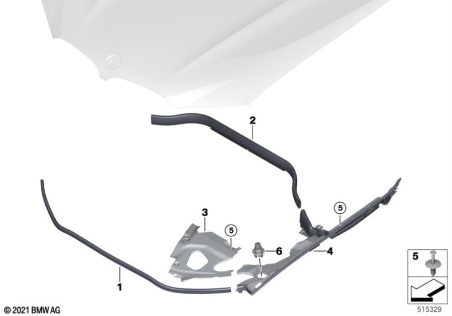 Diagram Hood seals for your 2023 BMW X3  30eX 