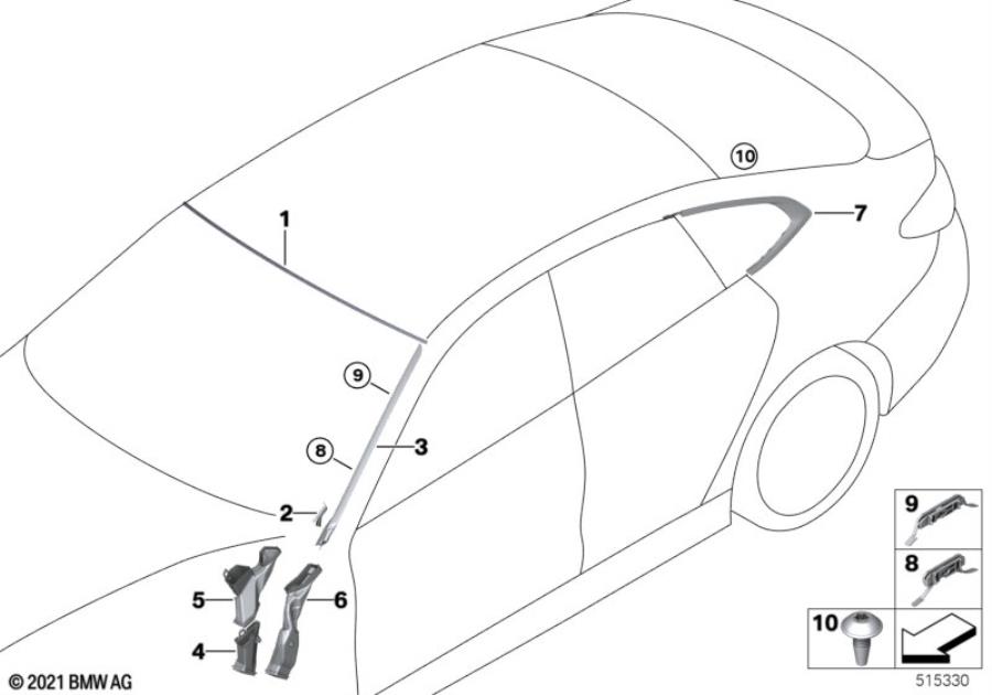 Diagram Window mounting parts for your 2014 BMW M6   