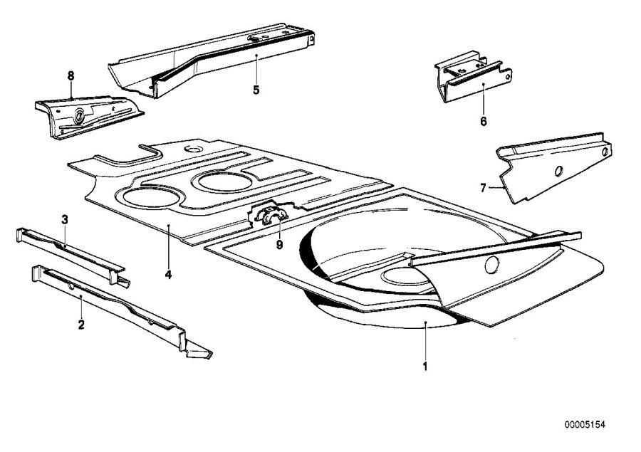 Diagram Mounting parts for trunk floor panel for your 1988 BMW M6   