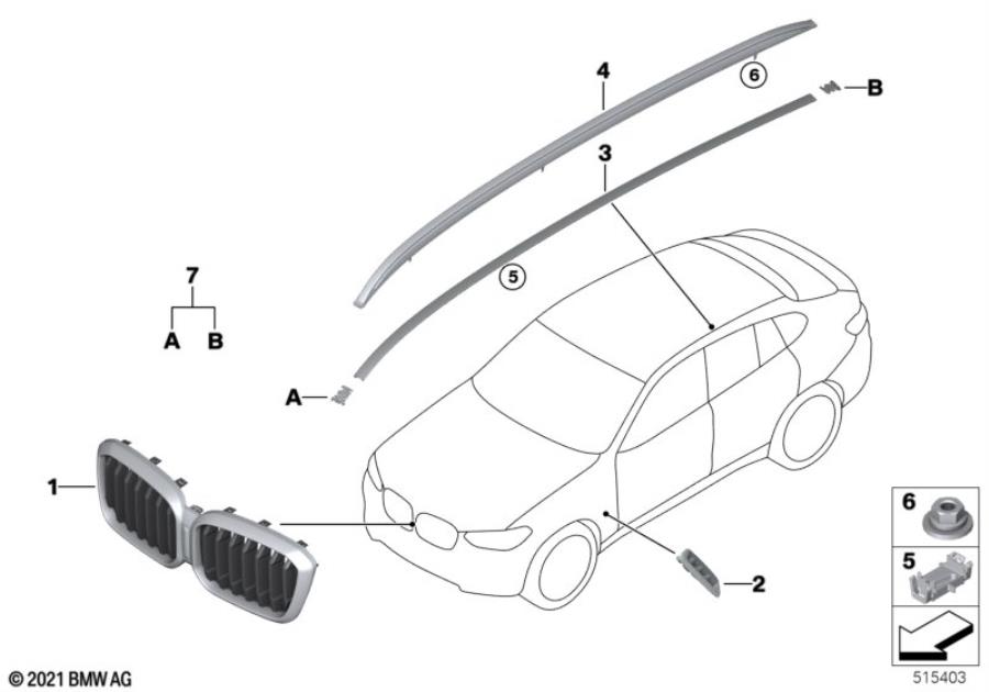Diagram Exterior trim / grill for your 2019 BMW X3   