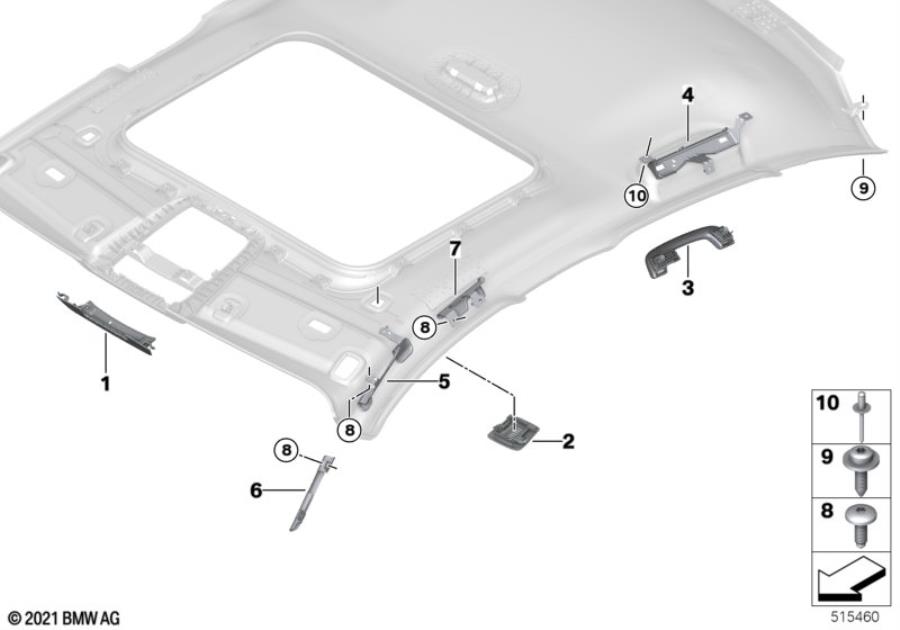 Diagram Mounting parts, roof antenna for your BMW