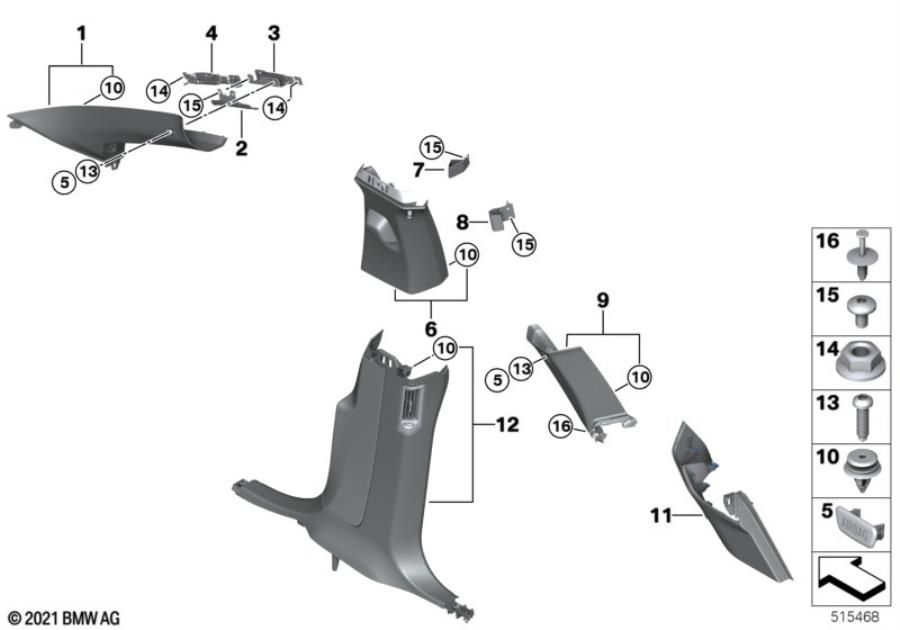 Diagram Trim panel A- / B- / C- / D-Column for your 2012 BMW 335i   