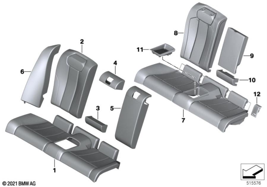 Diagram Seat, rear, uphlstry/cover, load-through for your BMW