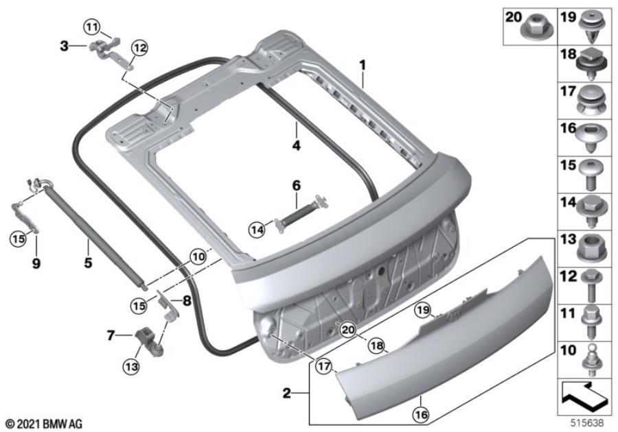 Diagram Trunk lid for your 2009 BMW 528i   