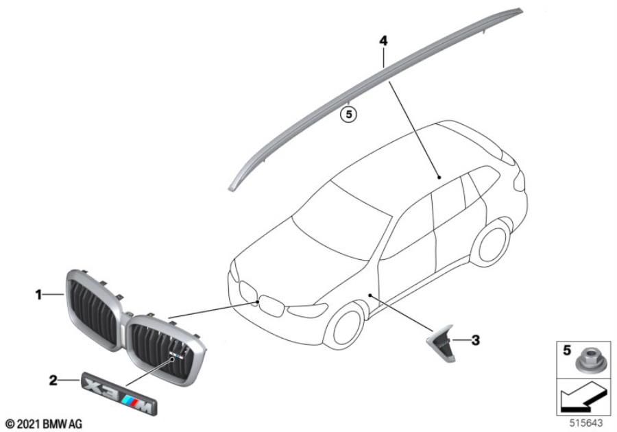 Diagram Exterior trim / grill for your 2006 BMW 330i   