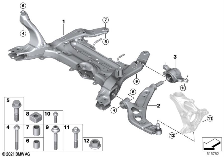 Diagram Front axle support/wishbone for your 1988 BMW M6   