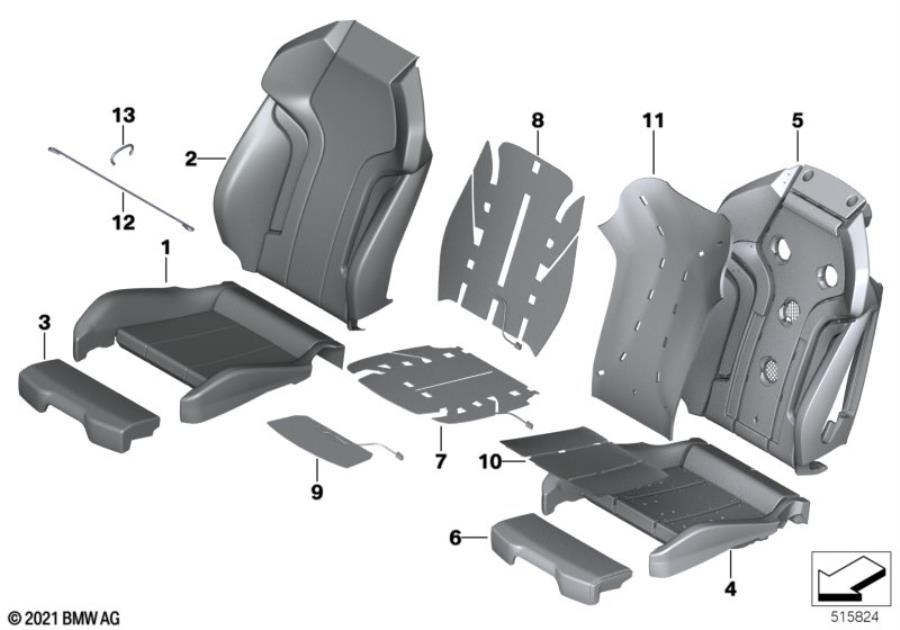 Diagram Front seat, uph.and cover, M sports seat for your BMW