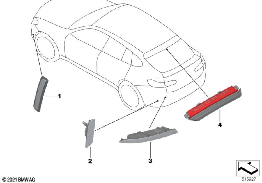 Diagram Cntr. high-mount stop light / reflector for your BMW X4  