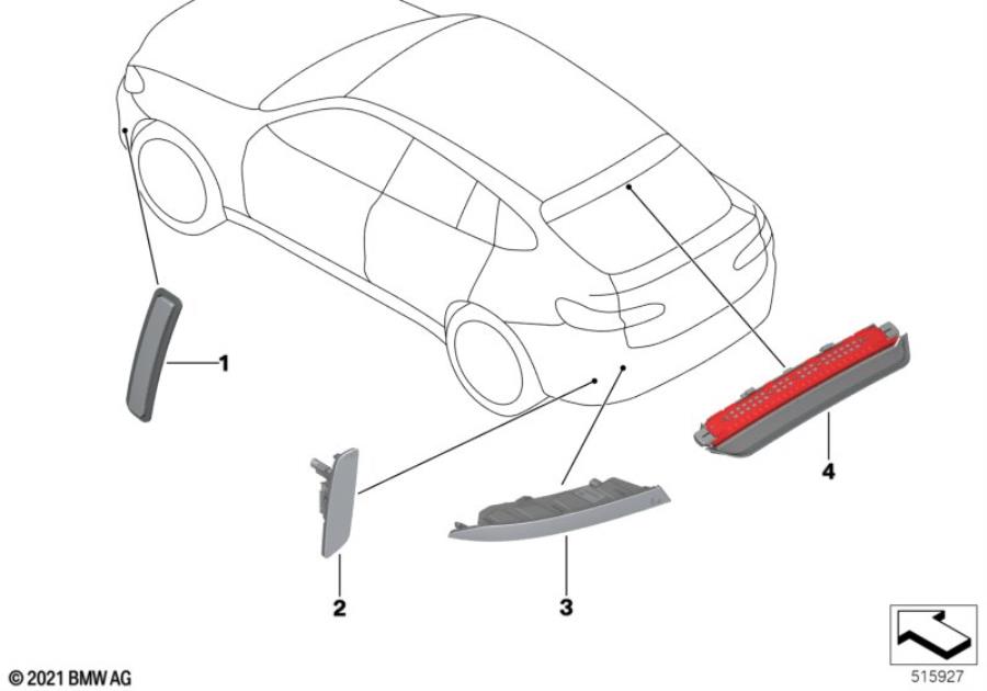 Diagram Cntr. high-mount stop light / reflector for your 2018 BMW X2 28i  