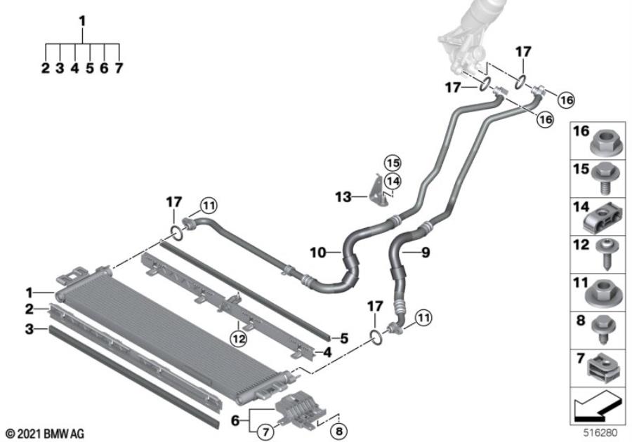 Diagram Engine oil cooler/oil cooler line for your BMW