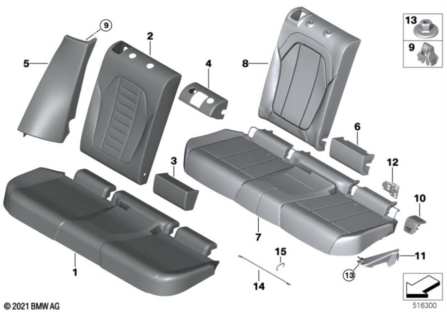 Diagram Seat, rear, upholstery and cover for your BMW