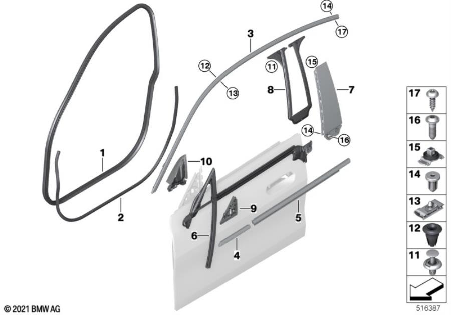 Diagram Trim and seals for door, front for your BMW