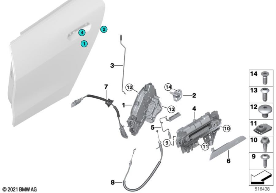 Diagram Closing system, door, rear for your 2009 BMW M6   