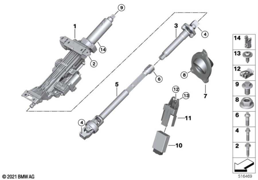 Diagram Electron.steer. column adj./add-on parts for your BMW